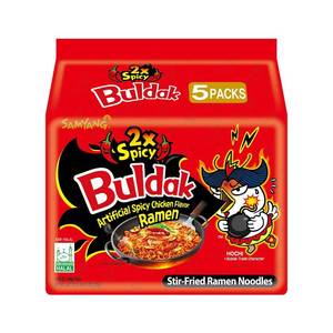 lot 20388 image: Samyang Buldak Hot Chicken Ramen, Korean Stir-Fried Instant Noodle, 2X Spicy, 4.94 OZ(140g), Pack of 5