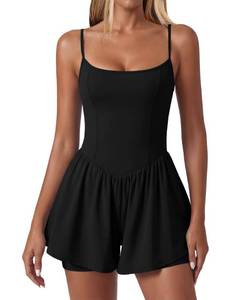 lot 20393 image: Ekouaer Womens Summer Sleeveless Workout Rompers Athletic Jumpsuit Shorts L