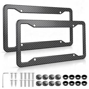 lot 20407 image: LivTee Carbon Fiber License Plate Frames, 2PCS Car License Plate Holder, 4 Holes Stainless Steel License Plate Covers, Automotive Exterior Accessories, Slim Design with Gasket Cover for US Cars