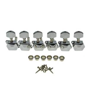 lot 20410 image: KAISH 6 Inline Semi-Closed Guitar Tuning Keys Pegs Guitar Tuners Machine Heads for Electric Guitars Chrome