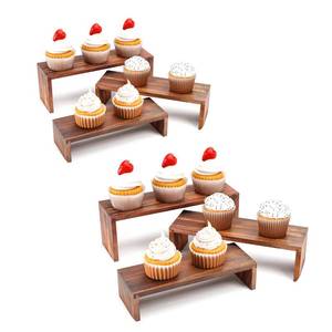 lot 20447 image: Display Wood Stand 6Packs Wooden Risers for Vendor Events,3 Tier Stackable Wooden Cupcake Stand,Farmhouse Decor Wood Dessert Table Display Set Cologne Perfume Organizer Showcase Items (Burning, 7.8x 8.5x 9.3) (Broken Pieces)