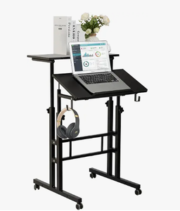 lot 5564 image: Standing Computer Desk w Charging Station Black