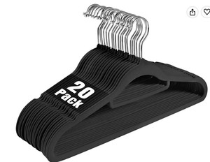 lot 5573 image: Velvet Hangers 45cm Black 20 Pack