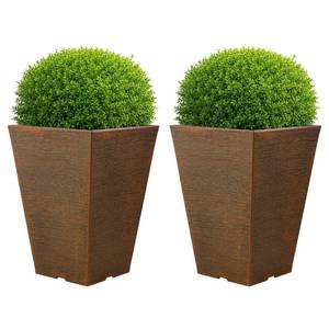 lot 1475 image: Pure Garden Large Outdoor Planters, Bronze, 13.75-Inch, 2-Pack