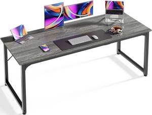 lot 1484 image: Huuger Computer Gaming Desk, 63 Inch Office Desk with Storage, Writing Work Surface for Home Office, Study, Modern Simple Style, Large Legroom, Metal Frame, Grey