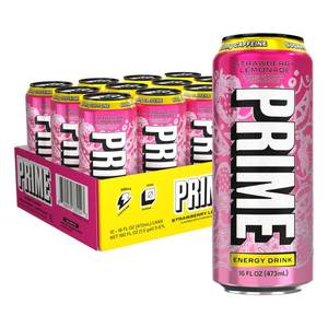 lot 1486 image: PRIME Energy STRAWBERRY LEMONADE, Sugar Free Energy Drink, 200mg Caffeine and 355mg of Electrolytes for Hydration, Low Calorie, Vegan, Gluten Free,16 Fluid Ounce, 12 Pack