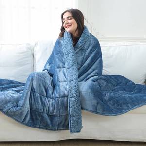 lot 1490 image: Aemicion Twin Weighted Blanket for Adults,Unicolor Ultra-Soft Fleece Sherpa, Dual Sided Cozy Plush Blanket for Couch Bed, 15lbs 48 x 72in-Slate Blue