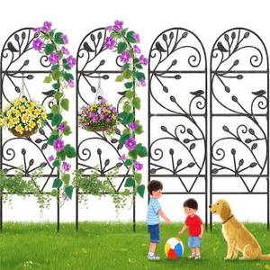 lot 1498 image: Amagabeli 4 Pack Garden Trellis for Climbing Plants Outdoor 46 x 15 Rose Wrought Iron Trellis for Vine Vegetable Flower Ivy Cucumber Decorative Trellis Black