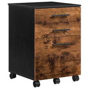 lot 1513 image: HOOBRO 3-Drawer File Cabinet, Wooden Under Desk Filing Cabinet, fits A4Letter Size for Home Office, Small Rolling Storage Drawer Chest, Printer Stand with Drawers, Rustic Brown and Black BF02WJ01G1