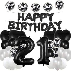 lot 2241 image: WXLWXZ Giant 21th Birthday Balloon 21th Birthday Decorations 21 Balloon Number - 40 Inch Happy 21 Years Old Birthday Party Supplies for Women,Men (Black)