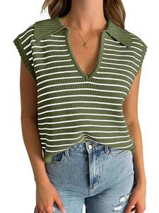 lot 2242 image: Spring Sweaters for Women 2025 Turtle Vneck Knit Sweater Vests Casual Summer Tops Army Green 2XL