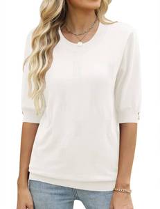 lot 2275 image: Kistore Womens Sweaters 34 Elbow Sleeve Tops Fall Sweater Crewneck Pullover Work Shirts Outfits Dressy Casual White XXL