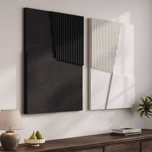 lot 7705 image: Cuspin 3D Textured Black and White Abstract Wall Art, 2-Piece 24x36  Retail $199.99