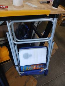 lot 7707 image: Blue, Teal and Orange Folding Chair