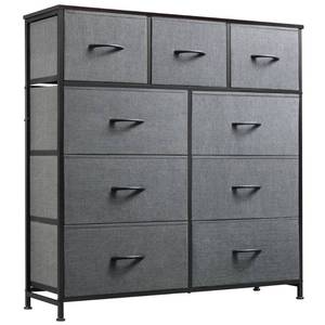lot 7724 image: WLIVE Tall Dresser for Bedroom, 9 Drawer Chest of Drawers, Dark Grey