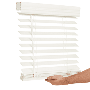 lot 7725 image: Lotus & Windoware Cordless 2  Faux Wood Room Darkening Horizontal Blind  34  W x 48  L  Soft White  Smooth