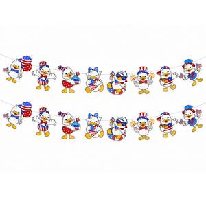 lot 8321 image: G2PLUS Patriotic Duck Paper Banner Garland 2-Pack