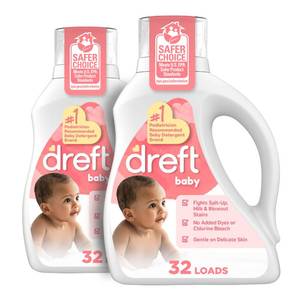 lot 9740 image: Dreft Baby Liquid Laundry Detergent, Gentle on Sensitive Skin Laundry Soap, 42 fl oz, 32 Loads, Pack of 2 (Packaging May Vary)