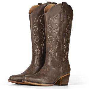 lot 9746 image: IUV Cowboy Boots For Women Western Cowgirl Classic Mid Calf Snip Toe Boot