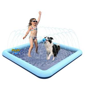 lot 9759 image: VISTOP Non-Slip Splash Pad for Kids and Dog, Thicken Sprinkler Pool Summer Outdoor Water Toys - Fun Backyard Fountain Play Mat for Baby Girls Boys Children or Pet Dog (50  50 inch, Blue&Blue)