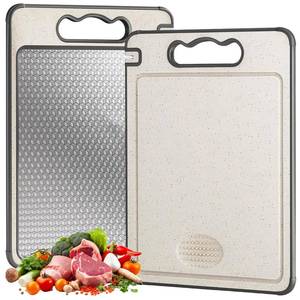 lot 9768 image: Tibo Titanium Cutting Board for Kitchen 1pc with Juice Groove �� Double Sided Cutting Board for Meat, Veggies & Bread