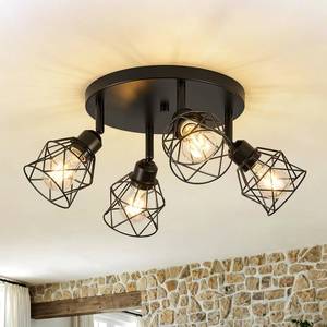 lot 9776 image: Xvbhta 4-Light Black Farmhouse Kitchen Semi Flush Mount Ceiling Light