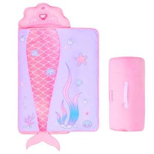 lot 9777 image: GOPHRALOVE Mermaid Nap Mats for Preschool with Removable Pillow and Blanket