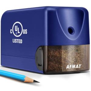 lot 9781 image: AFMAT Electric Pencil Sharpener, Heavy Duty Colored Pencil Sharpeners for Classroom, Home, UL Listed Pencil Sharpener for 6.5-8mm No.2Colored Pencils, 10000 Sharpenings, Blue PS28