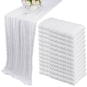 lot 9793 image: 35x157 Inch White Cheesecloth Table Runner Boho Wedding Party Home Decor