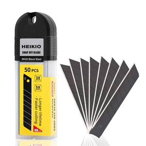 lot 10019 image: HEIKIO 18mm Snap-off Blades, 50-Pack, Quality Black Carbon Steel Made, Sharp and Durable, Heavy-duty Replacement Blade for 18mm Box Cutter and Utility Knife