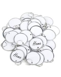 lot 10020 image: Uniclife 50 Pcs Key Tags 1.5 Inch Round Key Chain Tags Writable White Paper Labels with Metal Edges and Split Rings Sturdy Lightweight Key Item Identifiers