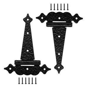 lot 10040 image: WellMade 6 in T-Strap Hinges,Decorative Wooden gate Hinges,Outdoor T Hinges for Fence Barns Shed Storage Doors ��Black 2 Pack��