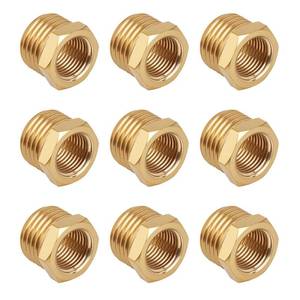 lot 10041 image: 9pcs Brass Reducer Hex Bushing, 14 NPT Male to 18 NPT Female Adapter