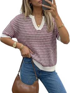 lot 10045 image: Arach&Cloz Womens Relaxed Fit Short Sleeve College Outfits Dark Red XL