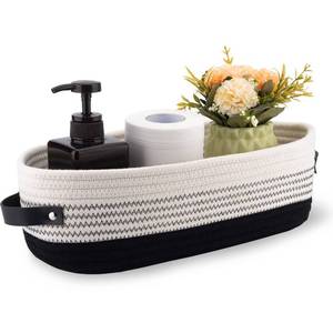 lot 10051 image: Oradrem Cotton Rope Toilet Basket Bathroom Decor Baskets, Toilet Paper Holder Basket, Farmhouse Home Decor Organizing Small Baskets 13x5.9x4 Black