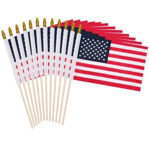 lot 10054 image: 12 Pack Small American Flags on Stick Mini US Flag for Outside 8x12 Inch