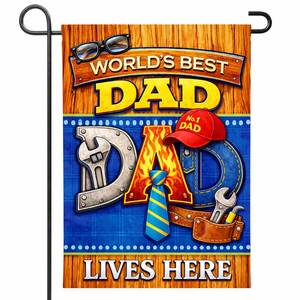 lot 10072 image: Fathers Day Decorations - WORLDS BEST DAD Garden Flag  Dad Gifts for Fathers Day  Double Sided Fathers Day Garden Banners for Outdoor Outside Patio Lawn Home Patry Decor