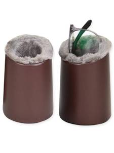 lot 10101 image: Baitaihem 2 Pack Plush Lined Eyeglasses Holder Stand Protective Glasses Holder For Desks Or Nightstands(Gray Brown)