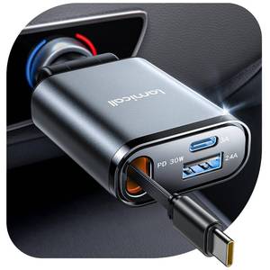 lot 10125 image: Lamicall Retractable Car Charger USB C 57W Charging for iPhone 18 17 16 Duo