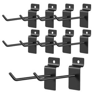 lot 10128 image: 10Pcs 4 Inch Slat Wall Hanging Hooks, J Shaped Heavy Duty Slat wall Hooks Slatwall Accessories for Garage Shop Retail Display (Black)