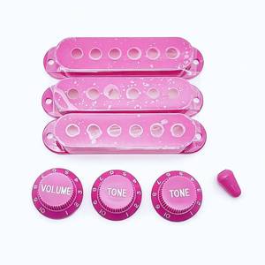 lot 10156 image: STSQIBZ Guitar Pickup Covers & Knobs Set, Pink Purple - No Trem Tip