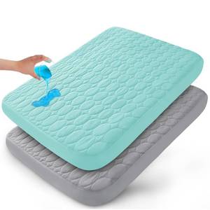 lot 11393 image: Biloban Pack and Play Sheets Waterproof Mattress Protector 2-Pack