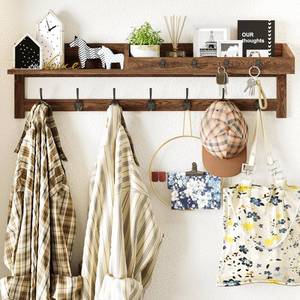lot 11399 image: AMBIRD Wall Mount Coat Rack with Shelf, 35 Inch