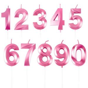 lot 12196 image: IBLESSU Birthday Cake Candles 0-9 Number Set Pink