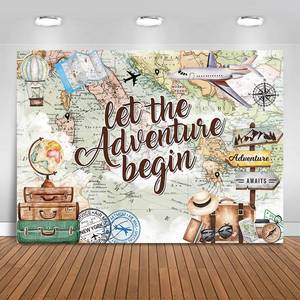 lot 12201 image: Fitumiw Travel Themed Backdrop 7x5ft Vinyl