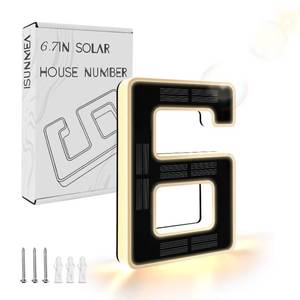lot 12207 image: ISUNMEA Solar LED House Numbers 6.7 Inch