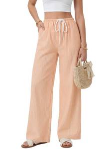 lot 12209 image: LYANER Womens Striped Wide Leg Pajama Pants Small
