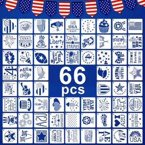 lot 12245 image: Boazimy 66-Pack Patriotic Stencils 3 Inch