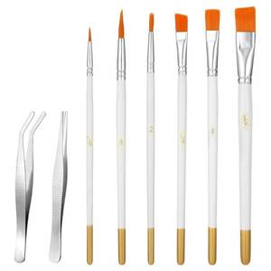 lot 12260 image: ElevateTech Cake Decorating Brush Set, 6 Brushes & 2 Tweezers