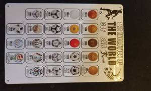 lot 12272 image: FIFA World Cup Ball Evolution Metal Sign 1930-2022